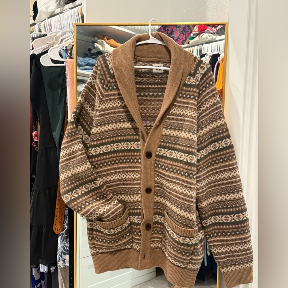 Flint and Tinder Men's Brown Patterned Cardigan - awesome sweater